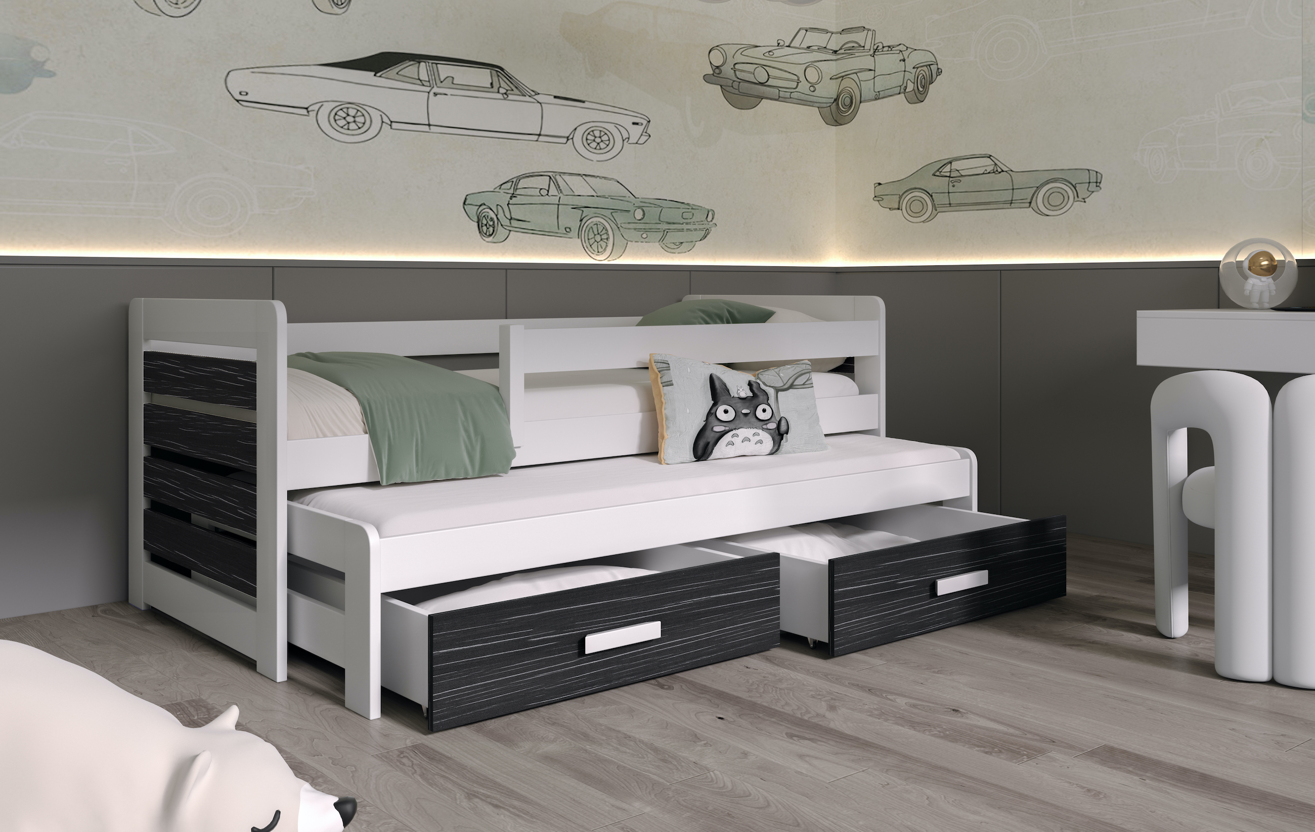 Foden 80x200 cm postel s přistýlkou a úložným prostorem