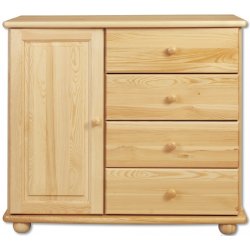 Dřevěná komoda BM118 borovice masiv 100x90x45 cm NELAKOVANÁ
