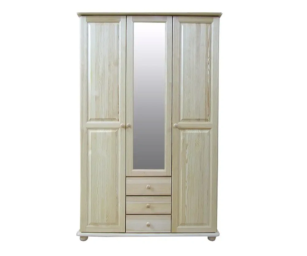 Šatní skřín WOOD 41B se zrcadlem, šatní tyčí a policemi masiv - 125x60x195 cm
