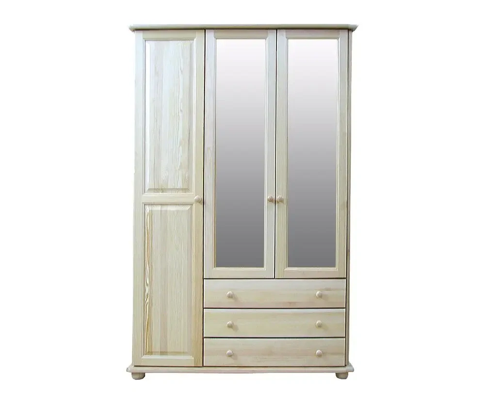 Šatní skřín WOOD 43B se zrcadlem , šatní tyčí a policemi masiv - 125x60x195 cm