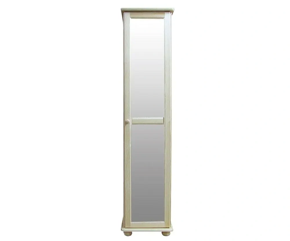 Šatní skříň se zrcadlem a šatní tyčí WOOD 36B masiv - 45x60x195 cm