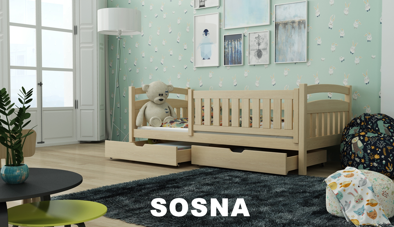 Dřevěná postel Terry190x90 cm s úložným prostorem masiv
