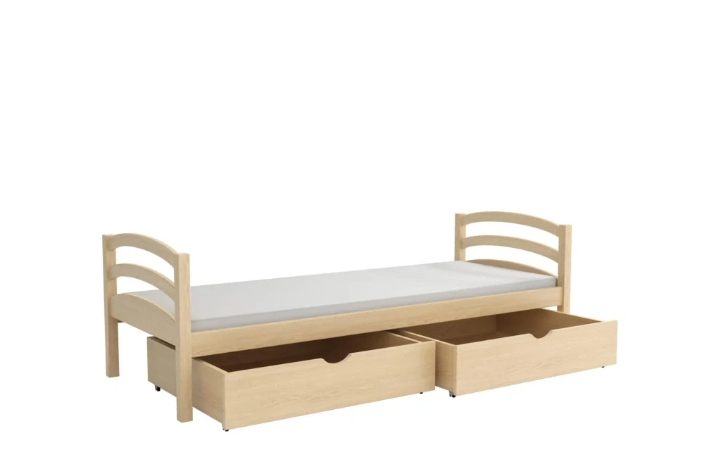 Postel WOOD 006 borovice masiv 200x80 cm s úložným prostorem