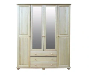 Šatní skřín WOOD 45B se zrcadlem, šatní tyčí a policemi masiv - 165x60x195 cm