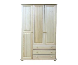 Šatní skřín WOOD 43 se šatní tyčí a policemi masiv - 125x60x195 cm