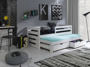 Postel L-Senzo s výsuvným lůžkem a úložným prostorem 200x90 cm  BÍLÁ 