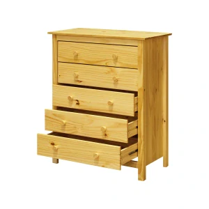 Komoda Torino 5 zásuvek borovice masiv šířka 79 cm