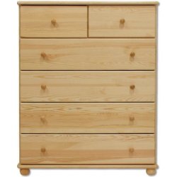 Dřevěná komoda MB 10 borovice masiv 4+2 zásuvky 80x122x42 cm