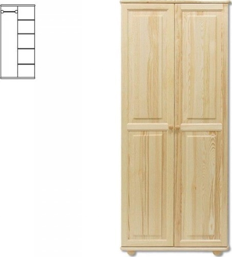 Kombinovaná dřevěná šatní skřín BM104 borovice masiv - šířka 80 cm