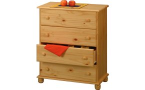 Komoda borovice masiv 4 zásuvky šířka 80 cm