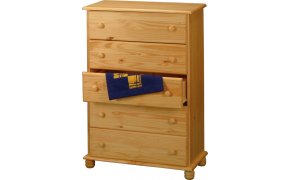 Komoda borovice masiv 5 zásuvek, lakovaná šířka 80 cm