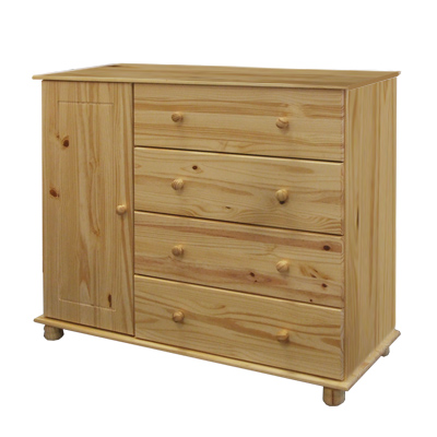 Komoda 8016 - borovice masiv, lakovaná šířka 121 cm