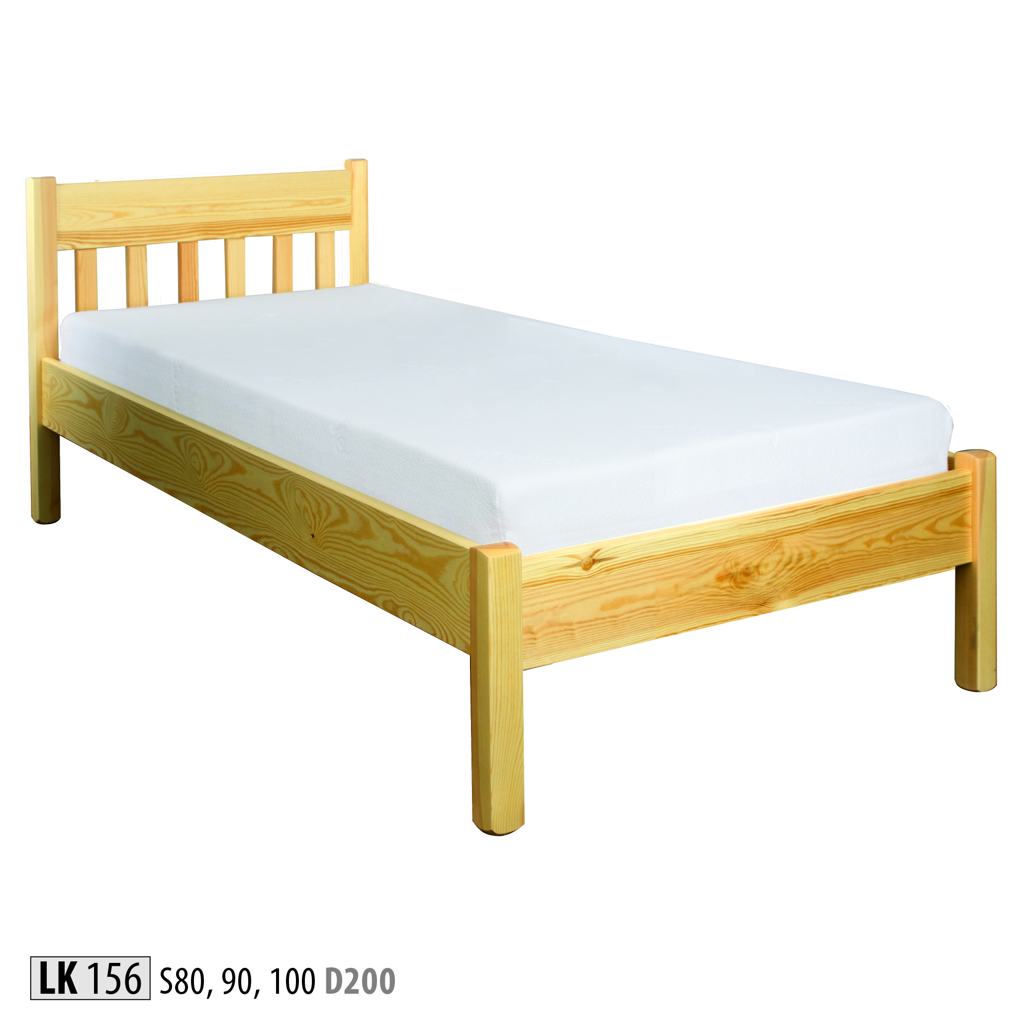 Masivní dřevěná postel -jednolůžko BM156 borovice masiv 90x200 cm