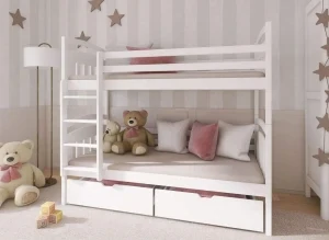 Dětská patrová postel Gábi 200x90 cm s úložným prostorem borovice masiv