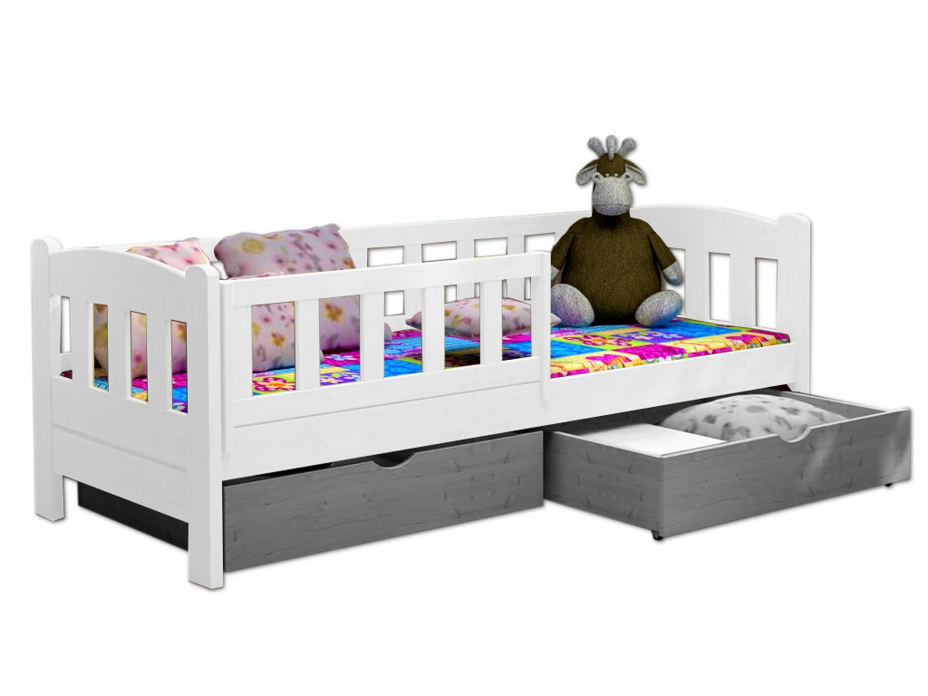 Postel WOOD 002 borovice masiv 90x190 cm s úložným prostorem