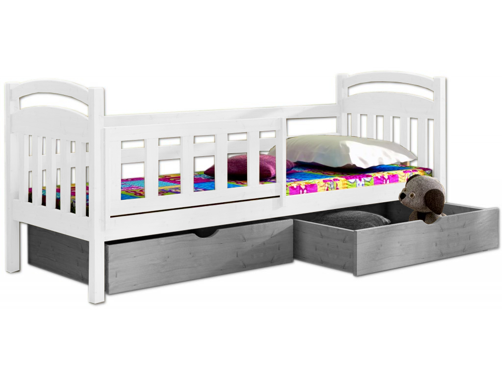 Postel WOOD 001 borovice masiv 90x190 cm s úložným prostorem