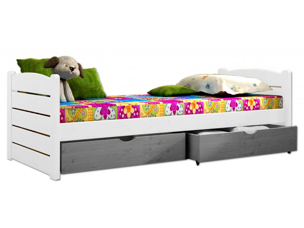 Postel WOOD 011 borovice masiv 200x80 cm s úložným prostorem