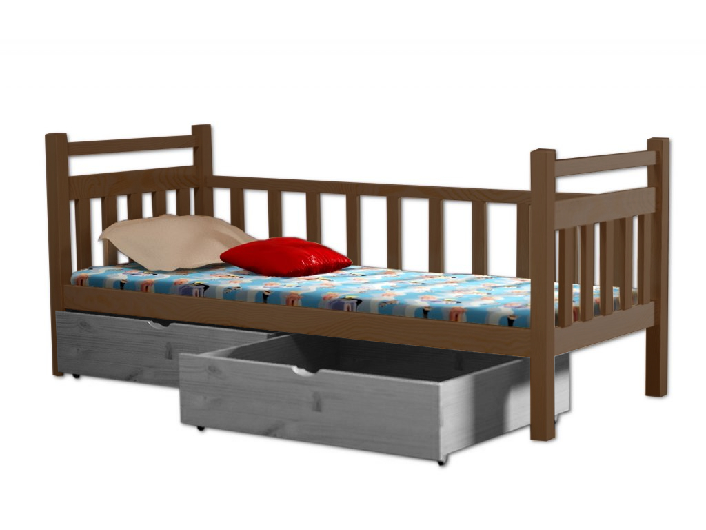 Postel WOOD 003 borovice masiv 200x80 cm s úložným prostorem