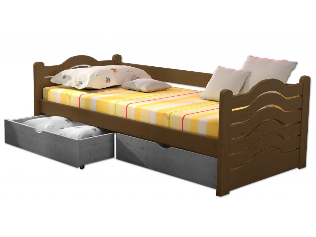 Postel WOOD 004 borovice masiv 200x80 cm s úložným prostorem