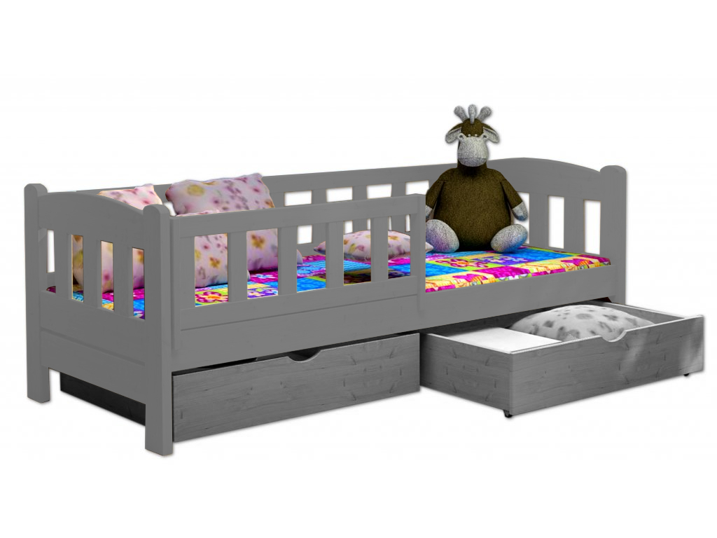 Postel WOOD 002 borovice masiv 90x190 cm s úložným prostorem