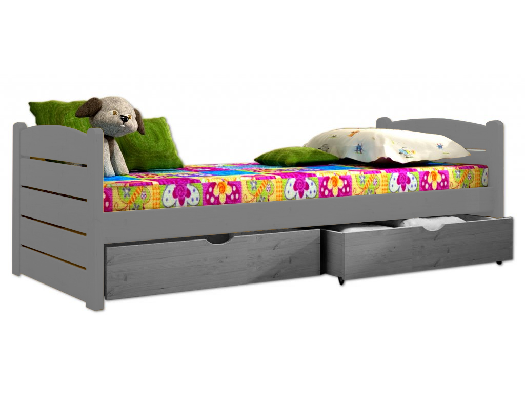 Postel WOOD 011 borovice masiv 200x80 cm s úložným prostorem